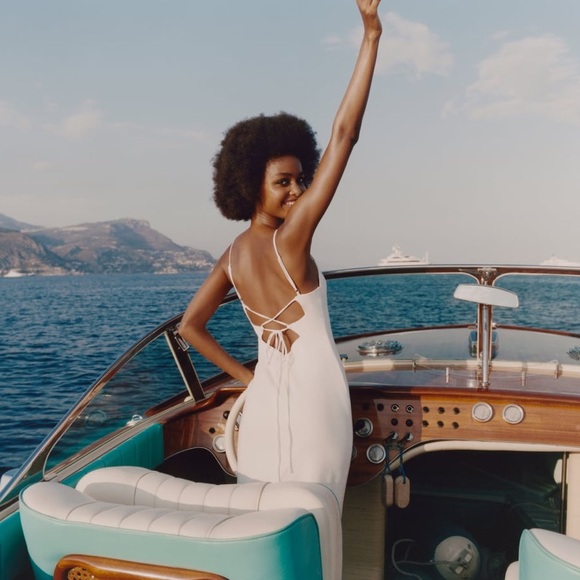 Zara Cut Out Linen Blend Dress - Picture 2 of 3